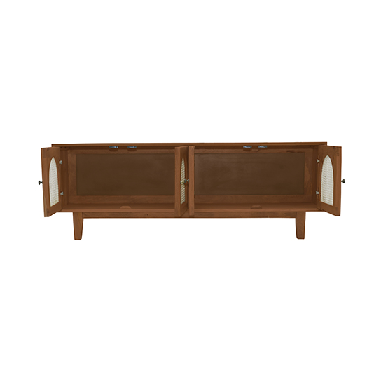 The Attic Roman TV Cabinet Honey|Solid Wood Sideboard TV Cabinet for Living Room | Wooden Free Standing TV Unit Side Board Table with Storage|Honey Matte Finish