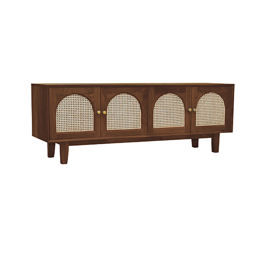 The Attic Roman TV Cabinet Honey|Solid Wood Sideboard TV Cabinet for Living Room | Wooden Free Standing TV Unit Side Board Table with Storage|Honey Matte Finish
