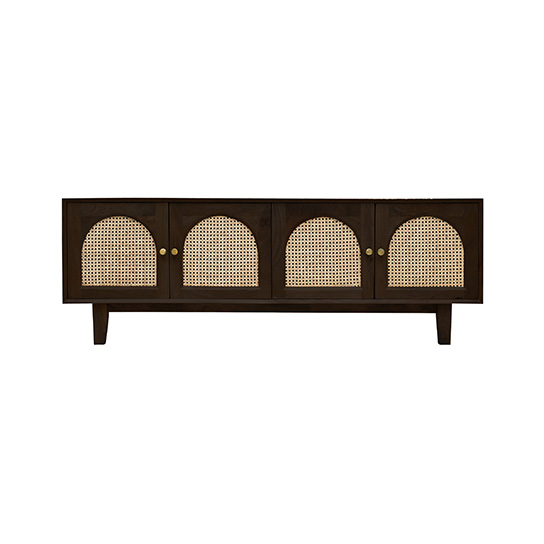 The Attic Roman TV Cabinet Walnut|Solid Wood Sideboard TV Cabinet for Living Room | Wooden Free Standing TV Unit Side Board Table with Storage|Walnut Matte Finish