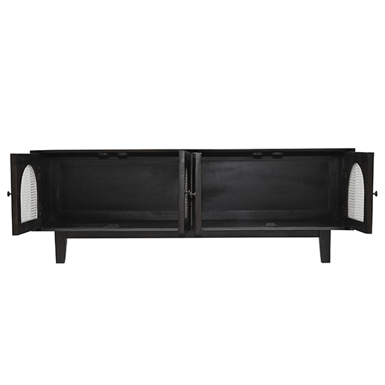 The Attic Roman TV Cabinet Walnut|Solid Wood Sideboard TV Cabinet for Living Room | Wooden Free Standing TV Unit Side Board Table with Storage|Walnut Matte Finish