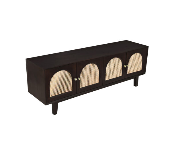 The Attic Roman TV Cabinet Walnut|Solid Wood Sideboard TV Cabinet for Living Room | Wooden Free Standing TV Unit Side Board Table with Storage|Walnut Matte Finish