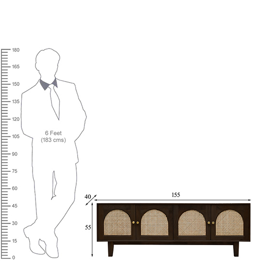 The Attic Roman TV Cabinet Walnut|Solid Wood Sideboard TV Cabinet for Living Room | Wooden Free Standing TV Unit Side Board Table with Storage|Walnut Matte Finish