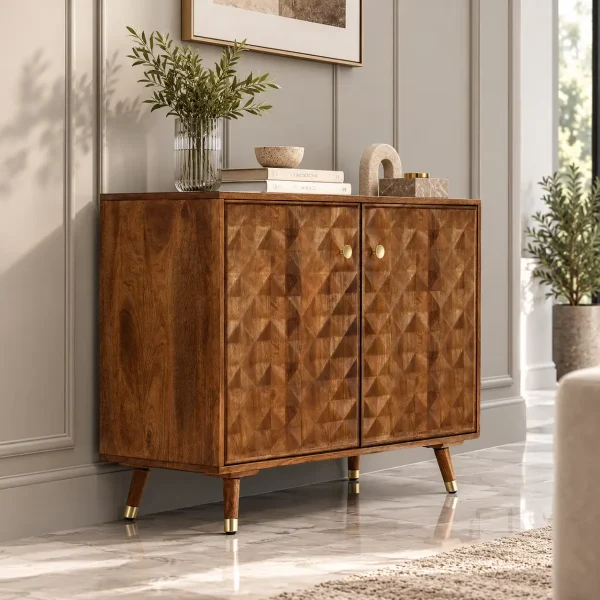 KL-2301H (2) The Attic Diamond Medium Sideboard Honey|Honey Matte Finish