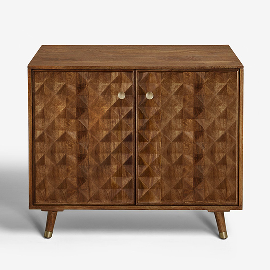 The Attic Diamond Medium Sideboard Honey|Multipurpose Cabinet for Kitchen and Living Room Storage|Classy Sideboard|Solid Mango Wood|Honey Matte Finish