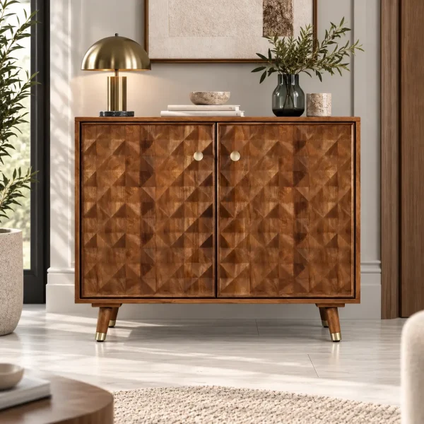 KL-2301H (5) The Attic Diamond Medium Sideboard Honey|Honey Matte Finish