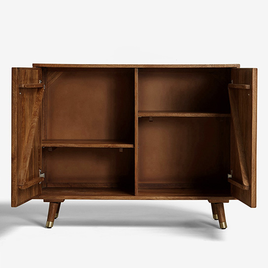 The Attic Diamond Medium Sideboard Honey|Multipurpose Cabinet for Kitchen and Living Room Storage|Classy Sideboard|Solid Mango Wood|Honey Matte Finish