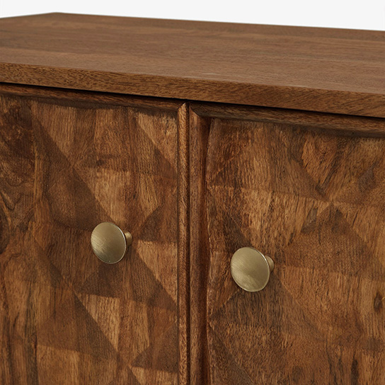 The Attic Diamond Medium Sideboard Honey|Multipurpose Cabinet for Kitchen and Living Room Storage|Classy Sideboard|Solid Mango Wood|Honey Matte Finish