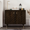 The Attic Diamond Medium Sideboard Walnut|Multipurpose Cabinet for Kitchen and Living Room Storage|Classy Sideboard|Solid Mango Wood|Walnut Matte Finish
