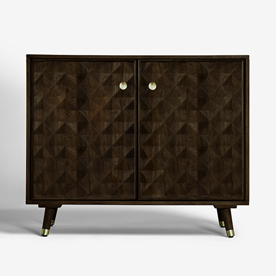 The Attic Diamond Medium Sideboard Walnut|Multipurpose Cabinet for Kitchen and Living Room Storage|Classy Sideboard|Solid Mango Wood|Walnut Matte Finish