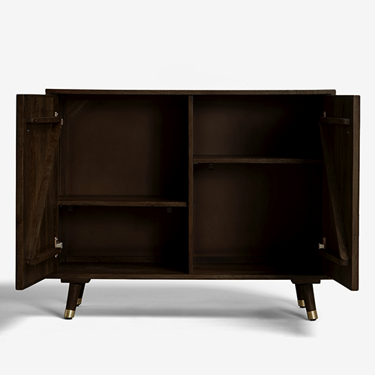 The Attic Diamond Medium Sideboard Walnut|Multipurpose Cabinet for Kitchen and Living Room Storage|Classy Sideboard|Solid Mango Wood|Walnut Matte Finish