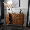 The Attic Diamond Sideboard Honey|Multipurpose Cabinet for Kitchen and Living Room Storage|Classy Sideboard|Solid Mango Wood|Honey Matte Finish
