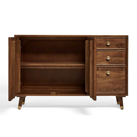The Attic Diamond Sideboard Honey|Multipurpose Cabinet for Kitchen and Living Room Storage|Classy Sideboard|Solid Mango Wood|Honey Matte Finish