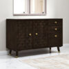 The Attic Diamond Sideboard Walnut|Multipurpose Cabinet for Kitchen and Living Room Storage|Classy Sideboard|Solid Mango Wood|Walnut Matte Finish