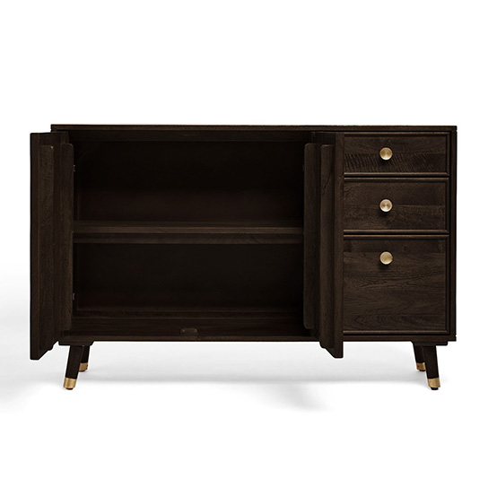 The Attic Diamond Sideboard Walnut|Multipurpose Cabinet for Kitchen and Living Room Storage|Classy Sideboard|Solid Mango Wood|Walnut Matte Finish