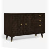 The Attic Diamond Sideboard Walnut|Multipurpose Cabinet for Kitchen and Living Room Storage|Classy Sideboard|Solid Mango Wood|Walnut Matte Finish