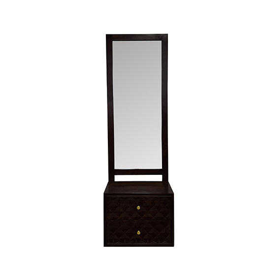 The Attic Diamond Dressing Table For Bedroom|Solid Wood|Walnut Matt Finish