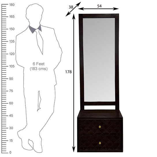 The Attic Diamond Dressing Table For Bedroom|Solid Wood|Walnut Matt Finish