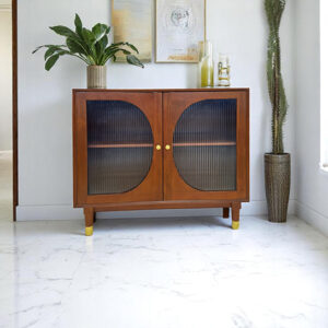 The Attic Kingston Sideboard Honey Glass|Multipurpose Cabinet for Kitchen and Living Room Storage|Classy Sideboard|Solid Mango Wood|Honey Matte Finish