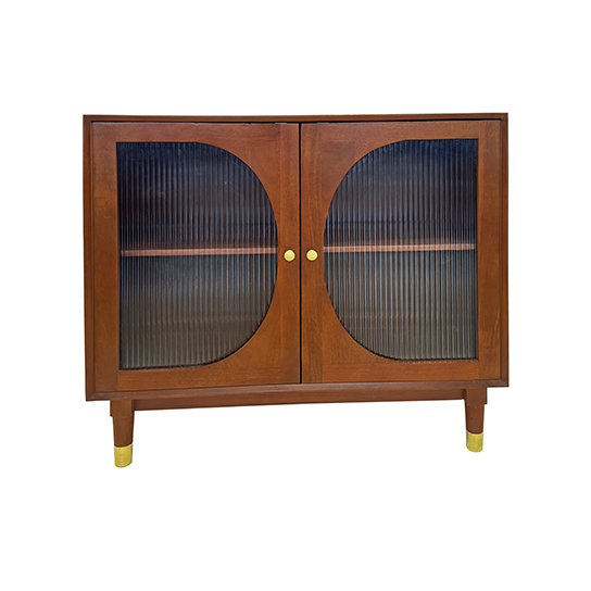 The Attic Kingston Sideboard Honey Glass|Multipurpose Cabinet for Kitchen and Living Room Storage|Classy Sideboard|Solid Mango Wood|Honey Matte Finish