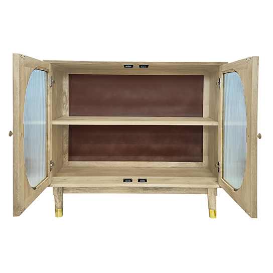 The Attic Kingston Sideboard Natural Glass|Multipurpose Cabinet for Kitchen and Living Room Storage|Classy Sideboard|Solid Mango Wood|Natural Matte Finish
