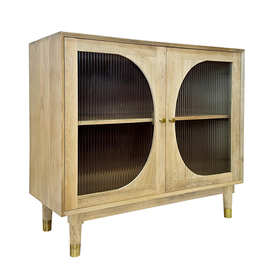The Attic Kingston Sideboard Natural Glass|Multipurpose Cabinet for Kitchen and Living Room Storage|Classy Sideboard|Solid Mango Wood|Natural Matte Finish