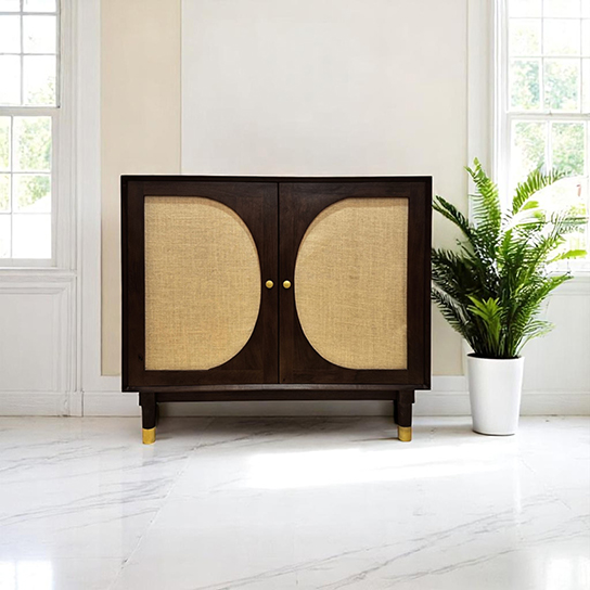 The Attic Kingston Sideboard Walnut|Multipurpose Cabinet for Kitchen and Living Room Storage|Classy Sideboard|Solid Mango Wood|Walnut Matte Finish