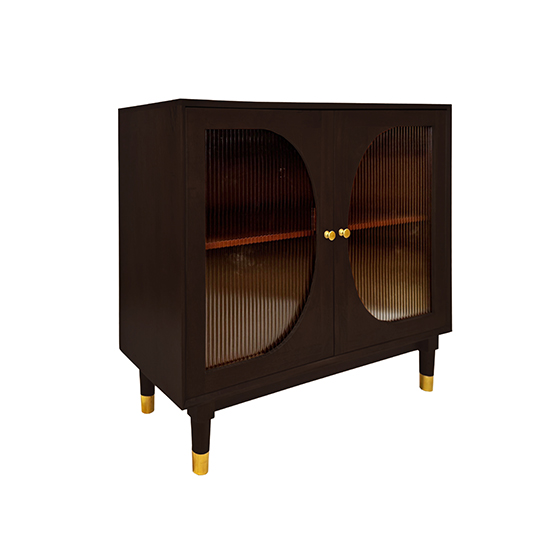 The Attic Kingston Sideboard Walnut Glass|Multipurpose Cabinet for Kitchen and Living Room Storage|Classy Sideboard|Solid Mango Wood|Walnut Matte Finish