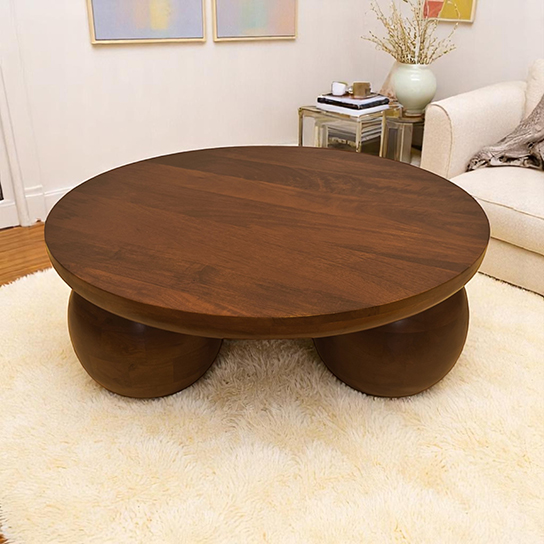 The Attic Lutzz Coffee Table|Coffee Table for Living Room|Solid Wood Centre Table|Honey Matte Finish
