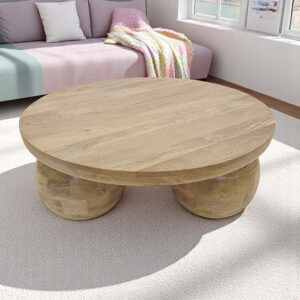 The Attic Lutzz Coffee Table|Coffee Table for Living Room|Solid Wood Centre Table|Natural Matte Finish