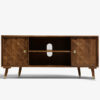 The Attic Diamond TV Corner Cabinet|Solid Wood Sideboard TV Cabinet for Living Room|Classy TV Cabinet|Wooden Free Standing TV Unit Side Board Table with Storage|Honey Matte Finish
