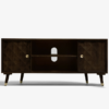 The Attic Diamond TV Cornor Cabinet|Solid Wood Sideboard TV Cabinet for Living Room|Classy TV Cabinet|Wooden Free Standing TV Unit Side Board Table with Storage|Walnut Matte Finish