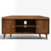 The Attic Diamond TV Corner Cabinet|Solid Wood Sideboard TV Cabinet for Living Room|Classy TV Cabinet|Wooden Free Standing TV Unit Side Board Table with Storage|Honey Matte Finish
