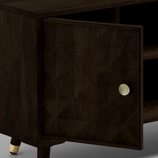 The Attic Diamond TV Cornor Cabinet|Solid Wood Sideboard TV Cabinet for Living Room|Classy TV Cabinet|Wooden Free Standing TV Unit Side Board Table with Storage|Walnut Matte Finish
