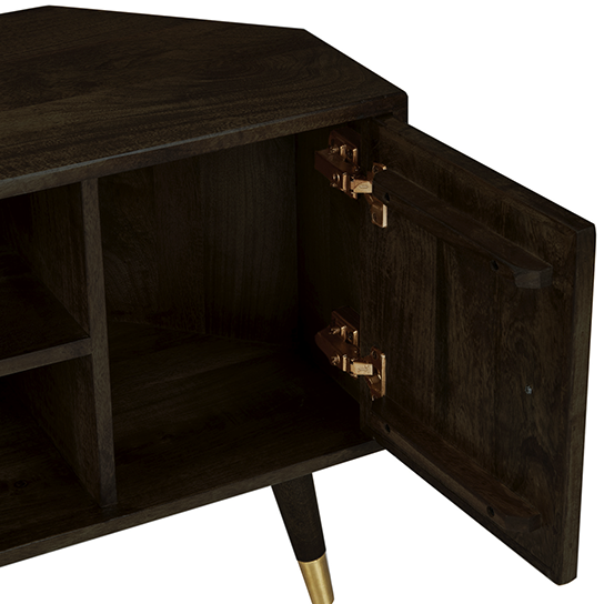 The Attic Diamond TV Cornor Cabinet|Solid Wood Sideboard TV Cabinet for Living Room|Classy TV Cabinet|Wooden Free Standing TV Unit Side Board Table with Storage|Walnut Matte Finish