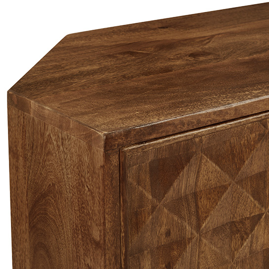The Attic Diamond TV Corner Cabinet|Solid Wood Sideboard TV Cabinet for Living Room|Classy TV Cabinet|Wooden Free Standing TV Unit Side Board Table with Storage|Honey Matte Finish