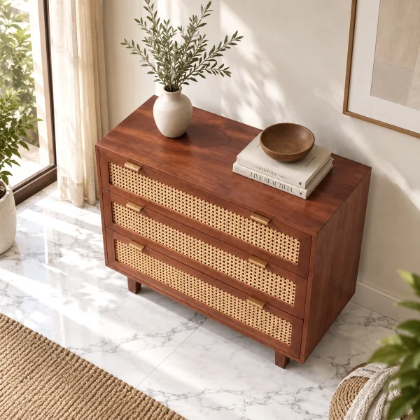 3 The Attic Panamara Chest of Drawers|Honey Matte Finish