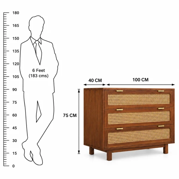 7 The Attic Panamara Chest of Drawers|Honey Matte Finish