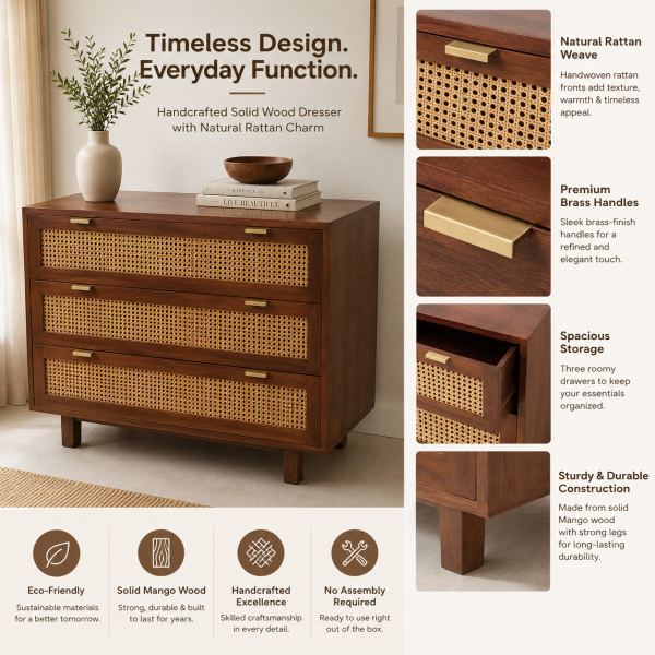 The Attic Panamara Chest of Drawers|Honey Matte Finish