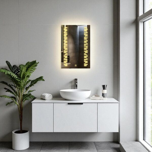 The Attic Springdale LED Mirror  LED Bathroom Mirror with Touch Sensor | Vertical Wall Mounted Makeup Mirror with Warm Light | Decorative Rectangular Mirror for Bathroom & Vanity