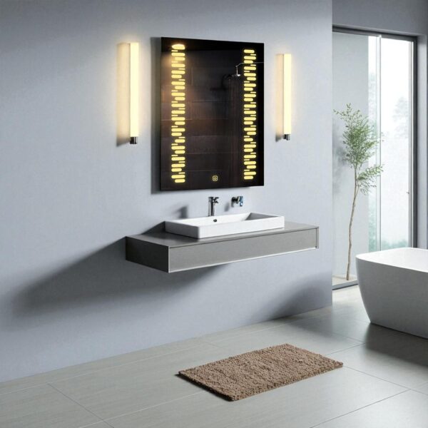 The Attic Springdale LED Mirror  LED Bathroom Mirror with Touch Sensor | Vertical Wall Mounted Makeup Mirror with Warm Light | Decorative Rectangular Mirror for Bathroom & Vanity
