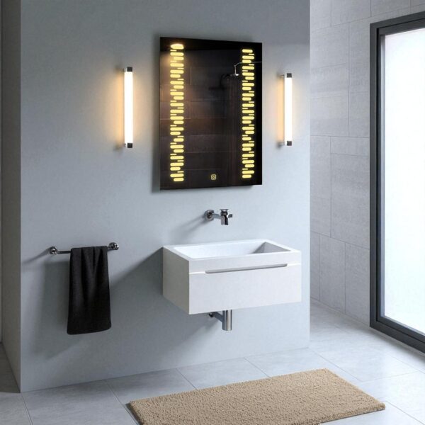 The Attic Springdale LED Mirror  LED Bathroom Mirror with Touch Sensor | Vertical Wall Mounted Makeup Mirror with Warm Light | Decorative Rectangular Mirror for Bathroom & Vanity