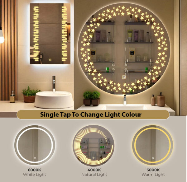 The Attic Springdale LED Mirror  LED Bathroom Mirror with Touch Sensor | Vertical Wall Mounted Makeup Mirror with Warm Light | Decorative Rectangular Mirror for Bathroom & Vanity