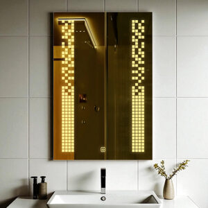 The Attic Springville  LED Mirror |Mirror with Pixel Strip Lights | Touch Sensor Wall Mounted Makeup Mirror | Rectangular Decorative Mirror for Vanity & Wash Basin