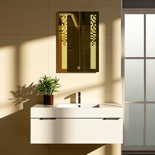 The Attic Springville  LED Mirror |Mirror with Pixel Strip Lights | Touch Sensor Wall Mounted Makeup Mirror | Rectangular Decorative Mirror for Vanity & Wash Basin