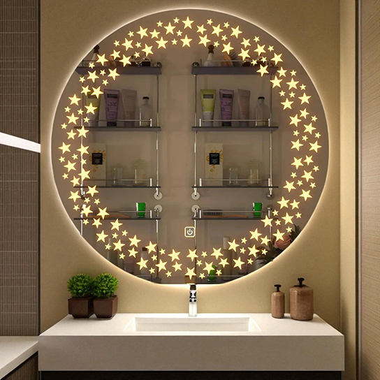 The Attic Riverdale LED Mirror | Mirror with Star Design | Touch Sensor Wall Mounted Makeup Mirror | Decorative Lighted Mirror for Bathroom & Vanity