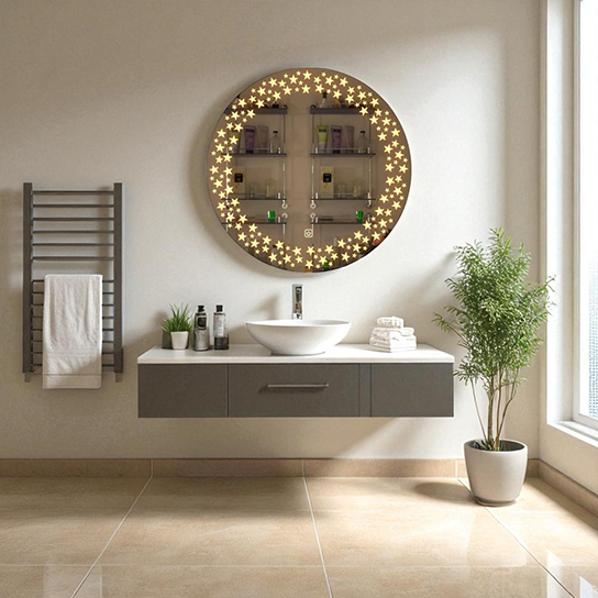 The Attic Riverdale LED Mirror | Mirror with Star Design | Touch Sensor Wall Mounted Makeup Mirror | Decorative Lighted Mirror for Bathroom & Vanity