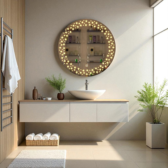 The Attic Riverdale LED Mirror | Mirror with Star Design | Touch Sensor Wall Mounted Makeup Mirror | Decorative Lighted Mirror for Bathroom & Vanity