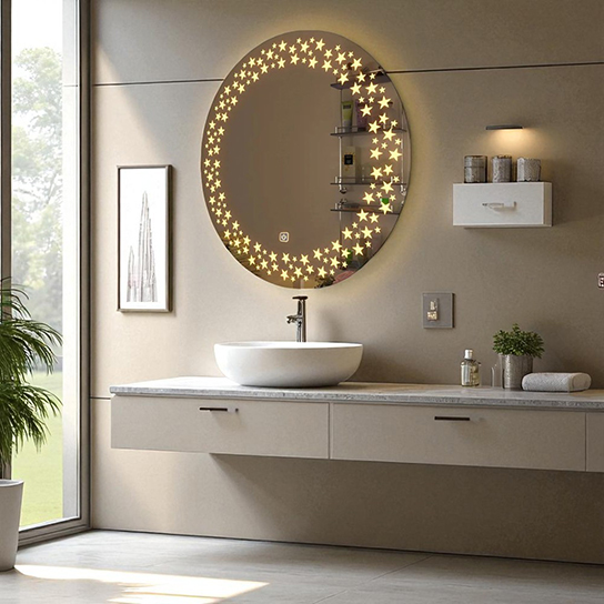 The Attic Riverdale LED Mirror | Mirror with Star Design | Touch Sensor Wall Mounted Makeup Mirror | Decorative Lighted Mirror for Bathroom & Vanity