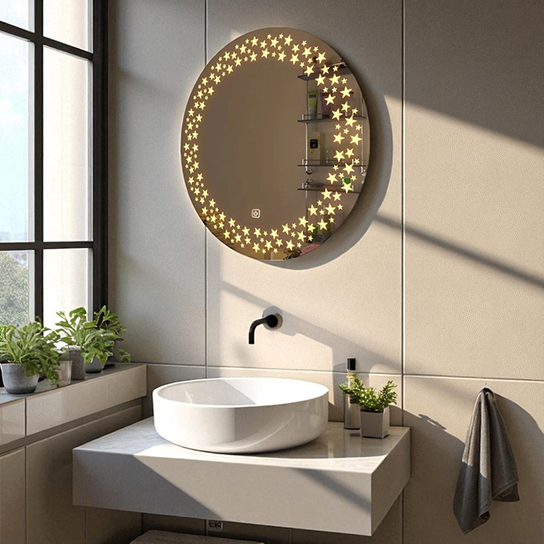 The Attic Riverdale LED Mirror | Mirror with Star Design | Touch Sensor Wall Mounted Makeup Mirror | Decorative Lighted Mirror for Bathroom & Vanity