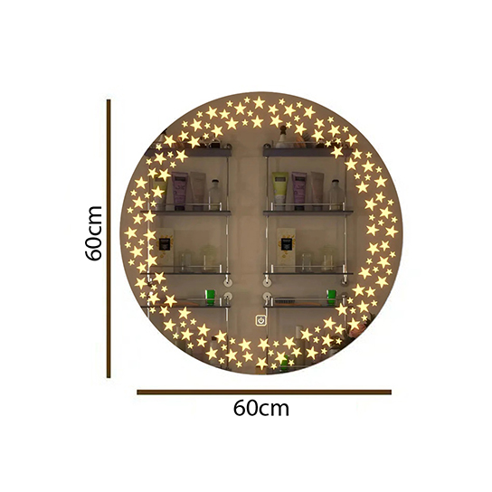 The Attic Riverdale LED Mirror | Mirror with Star Design | Touch Sensor Wall Mounted Makeup Mirror | Decorative Lighted Mirror for Bathroom & Vanity